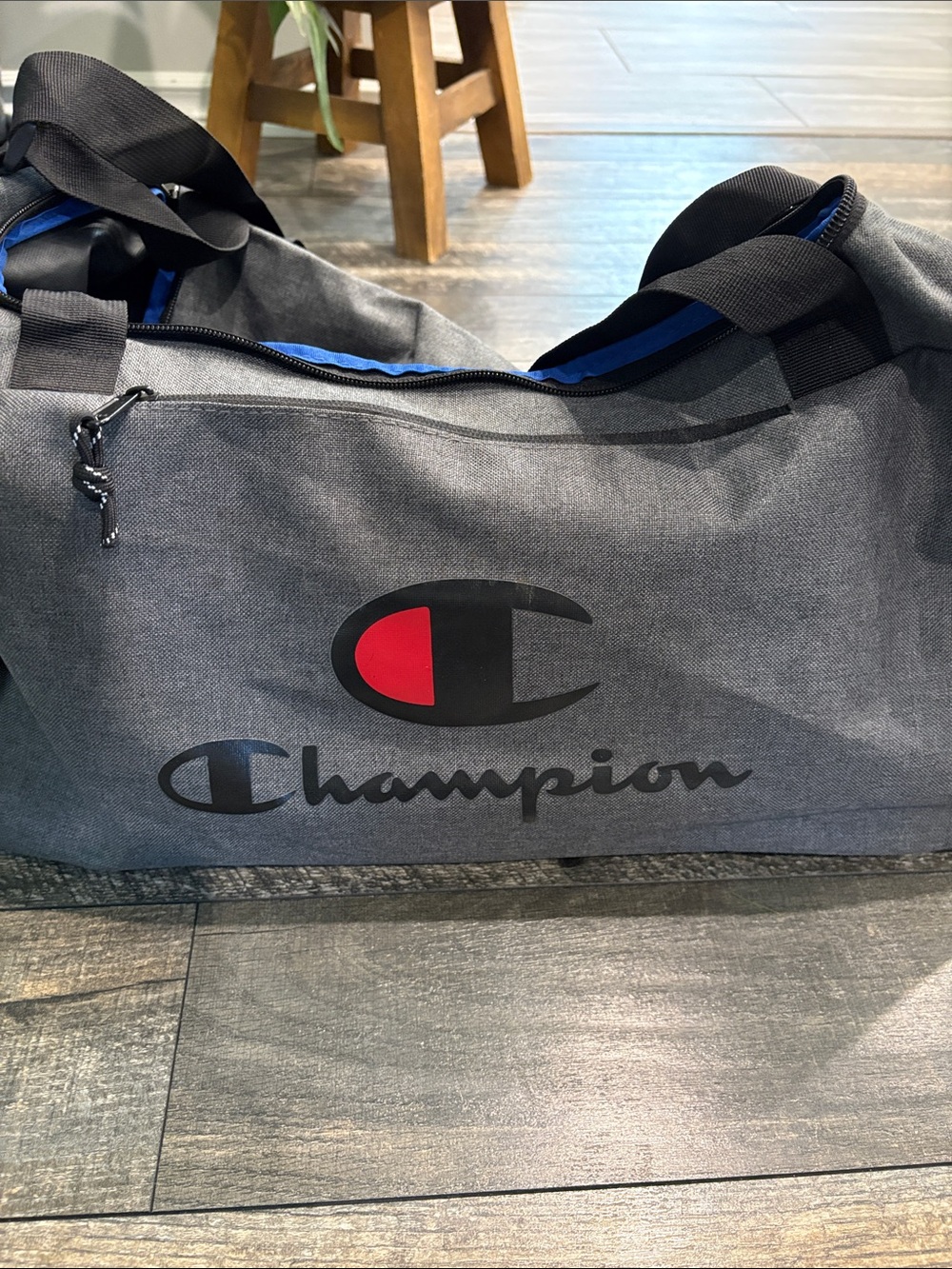 Champion Gray Duffel Bag with Red Accent Logo - Picture 11 of 13